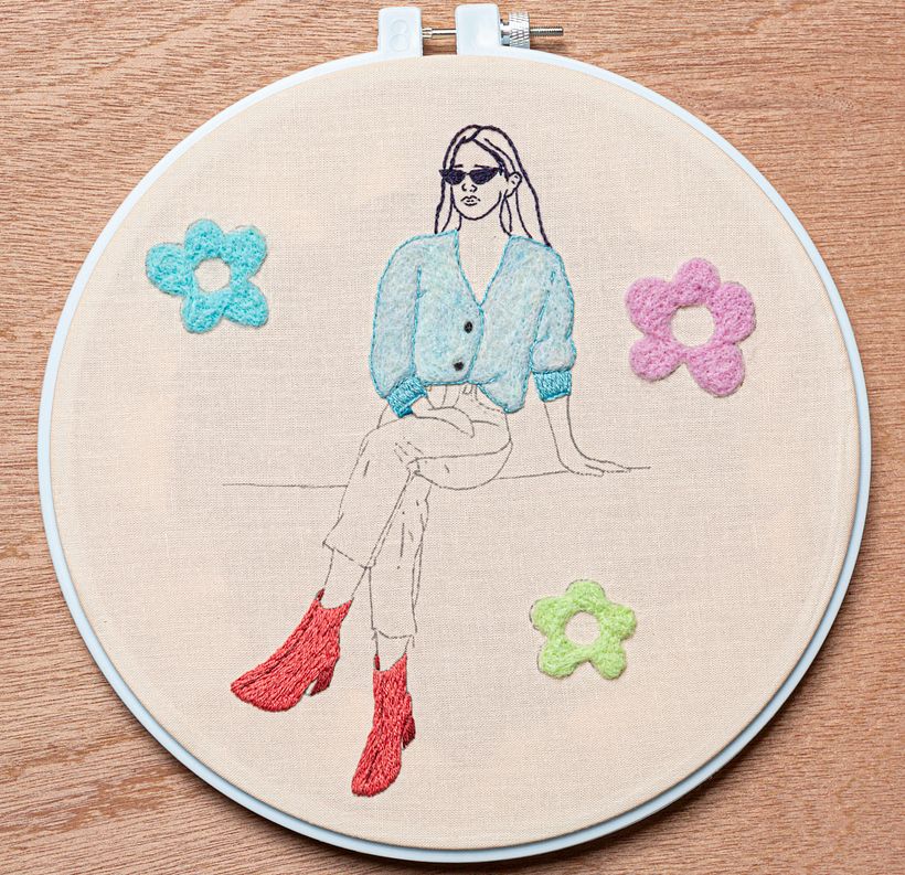 My project in Figurative Fashion Embroidery with Needle Felting course 6