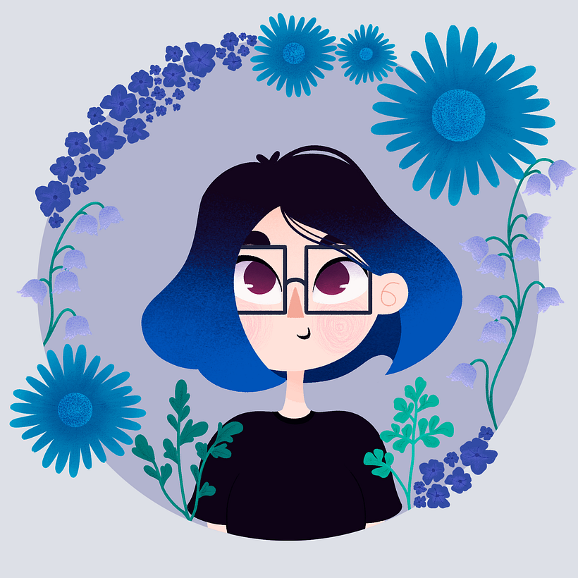 Meu projeto do curso: Retrato ilustrado com elementos botânicos 1