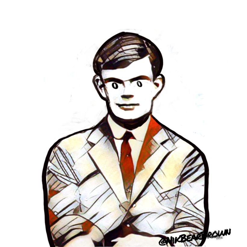 My project for course: Dynamic Character Illustration - Portrait of Alan Turing from a Colorado conference. 2