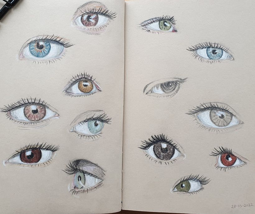 I also wanted to draw some eyes with colour