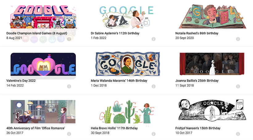 A selection of Google Doodles.