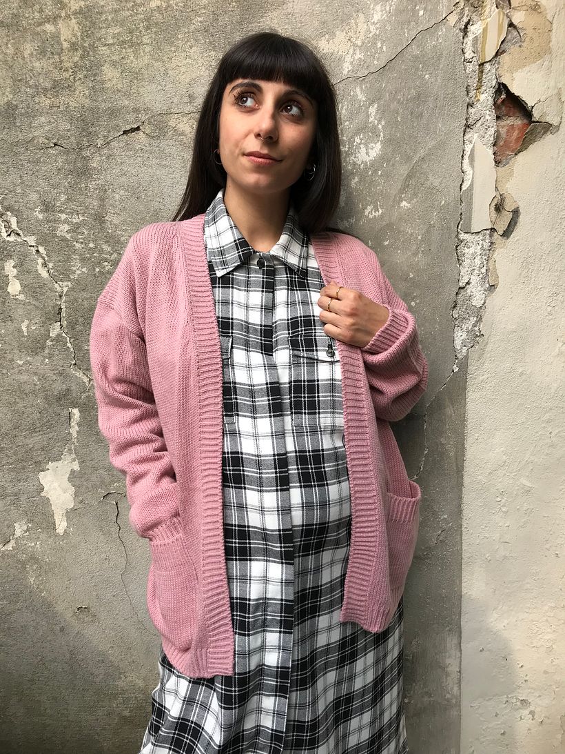 Collezione 2019 : cardigan in lana merino di recupero lavorazione rasata con tasche 