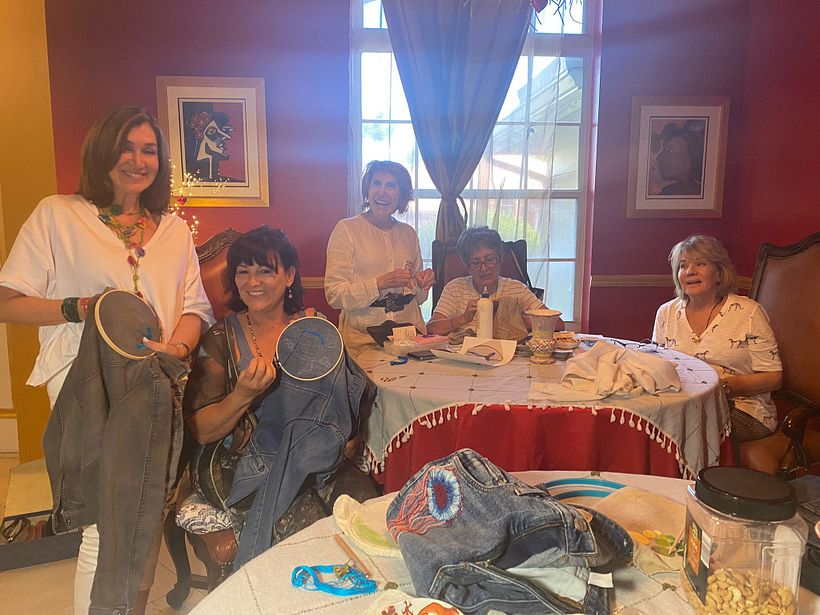 A class on embroidery 