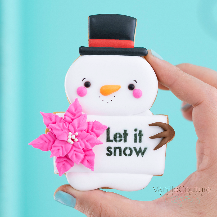 Galleta Muñeco de nieve con letrero