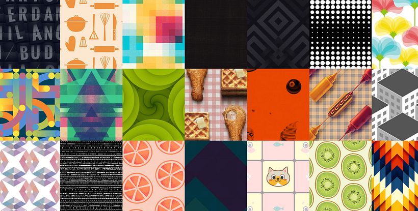 Collage aus Mustern, die auf The Pattern Library verfügbar sind.