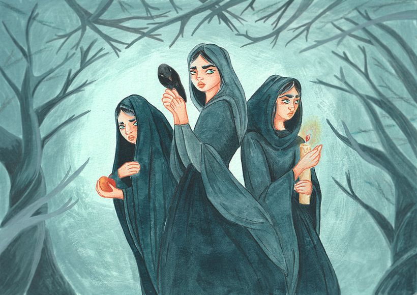 Druidesas_Ilustración tradicional con gouache 1