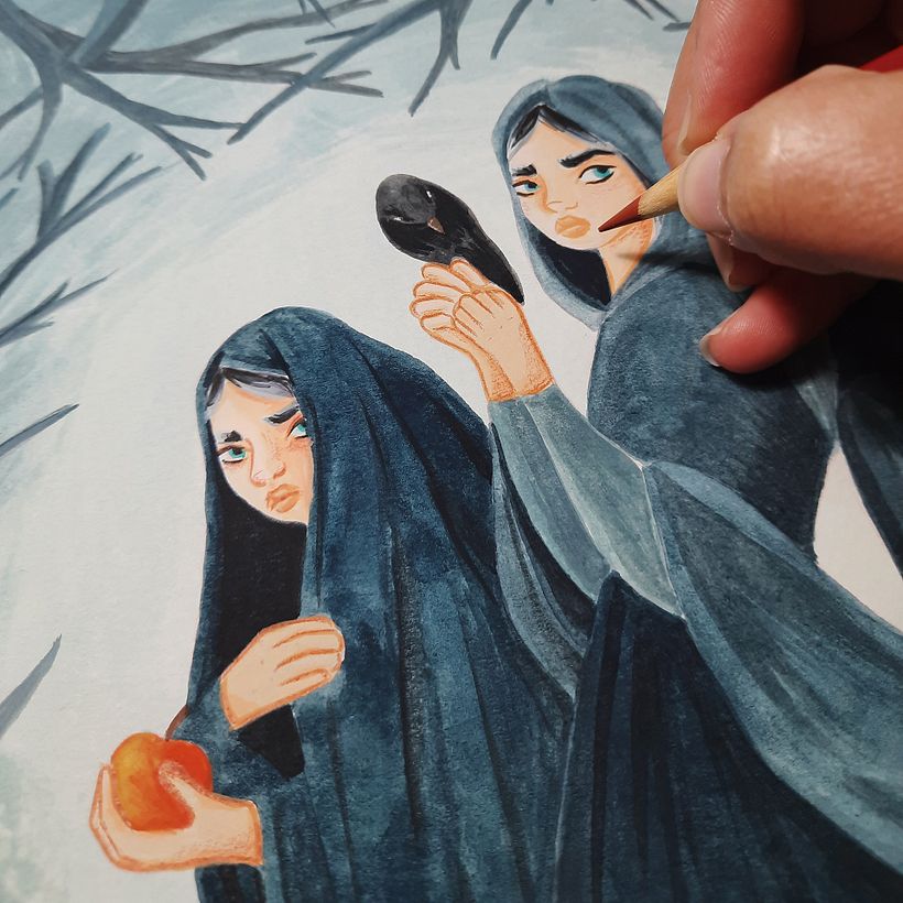 Druidesas_Ilustración tradicional con gouache 3