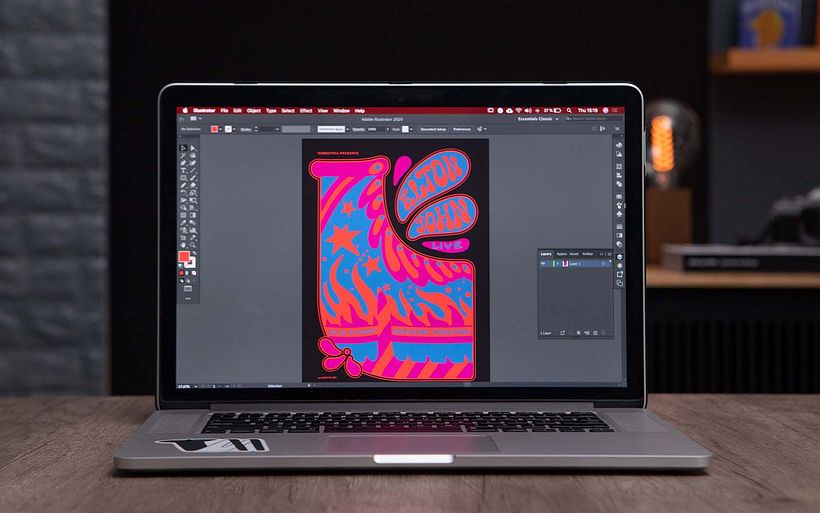 In Marte's course, her final project is a concert poster with Art Nouveau and Psychedelic influences.