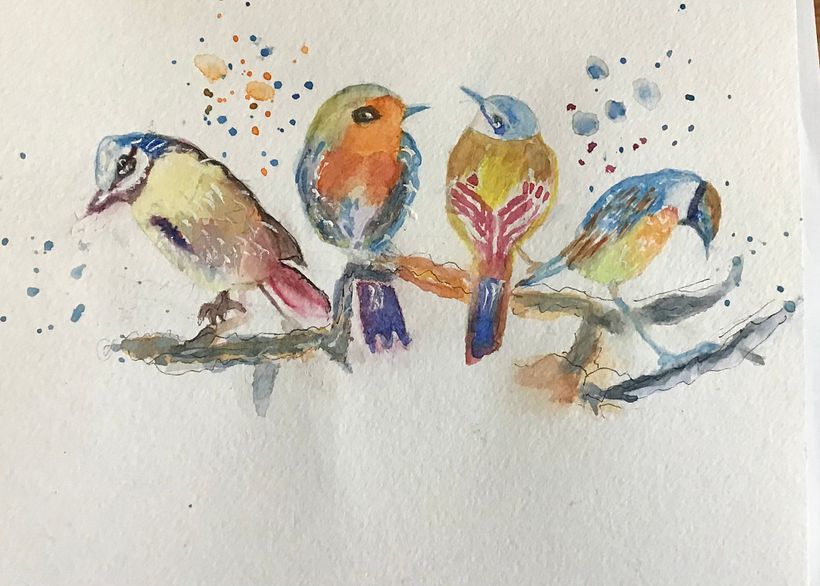 My project for course: Artistic Watercolor Techniques for Illustrating Birds 4