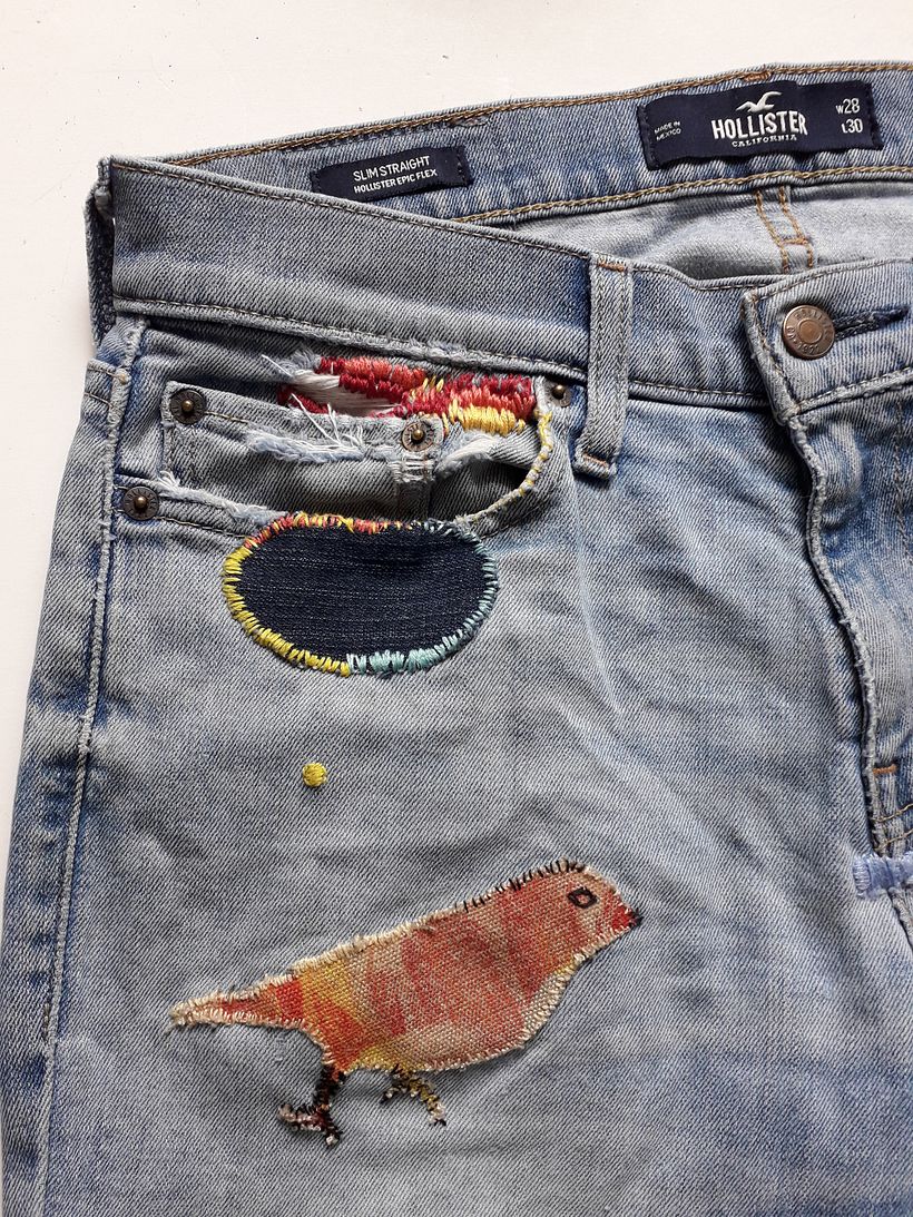 Mending the jeans of my son 2
