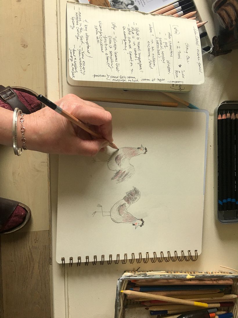 working on the character -Roosters