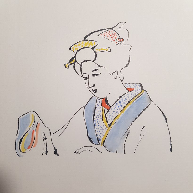 BLOTTED LINE y toques con acuarela.