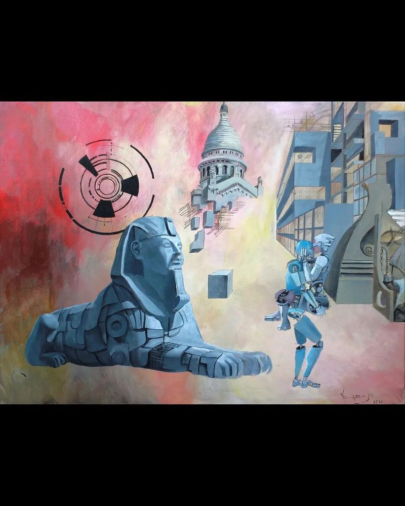Lo que la Esfinge propone en cada vuelta el mundo / Pintura original Luis Verdejo