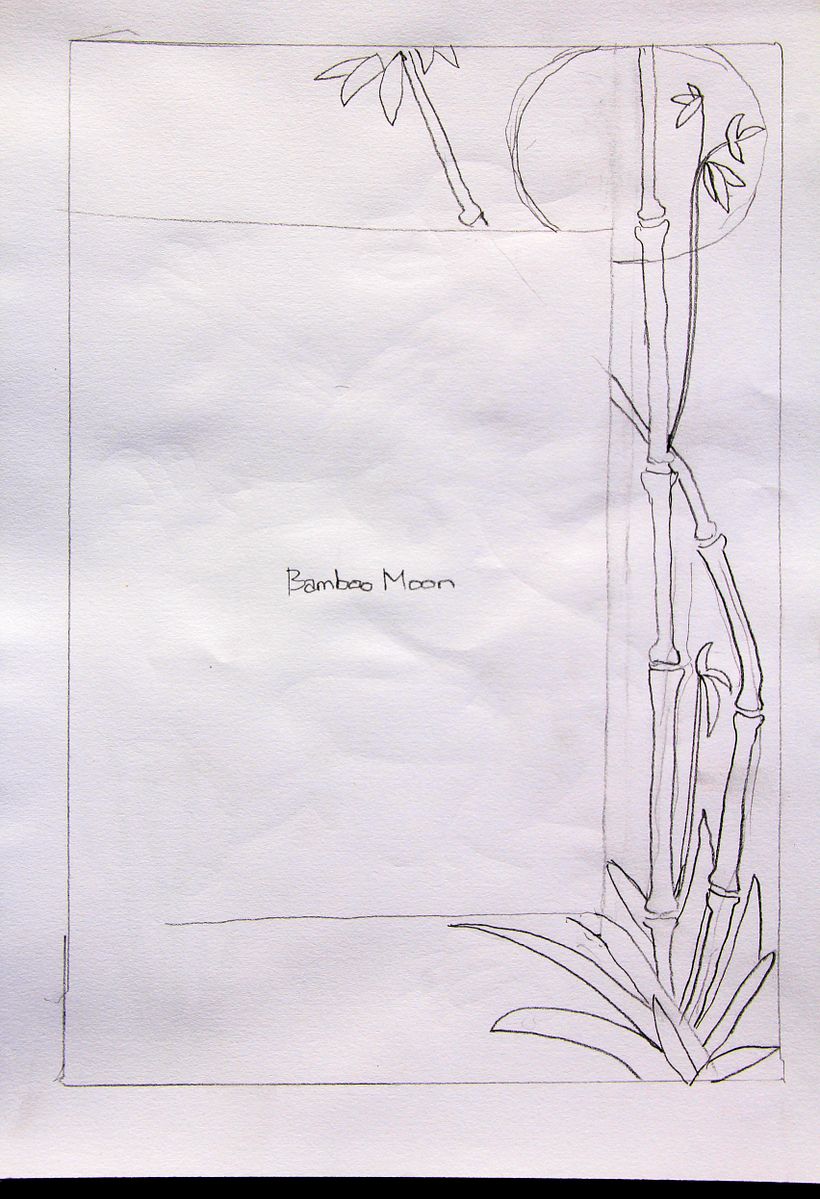 Bamboo Moon from my sketch book.  Inspired by Japanese prints.