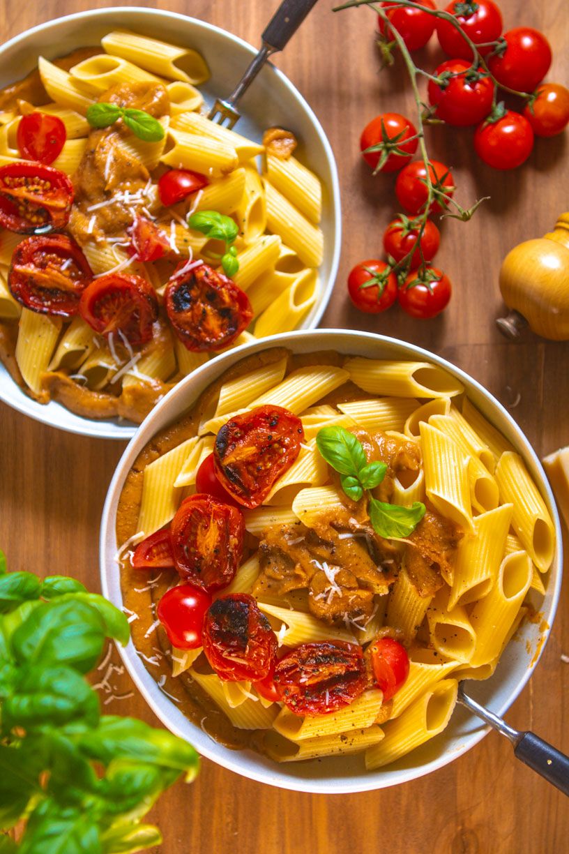Smoked aubergine pasta