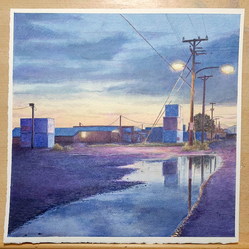 Cross Street (watercolor on paper)