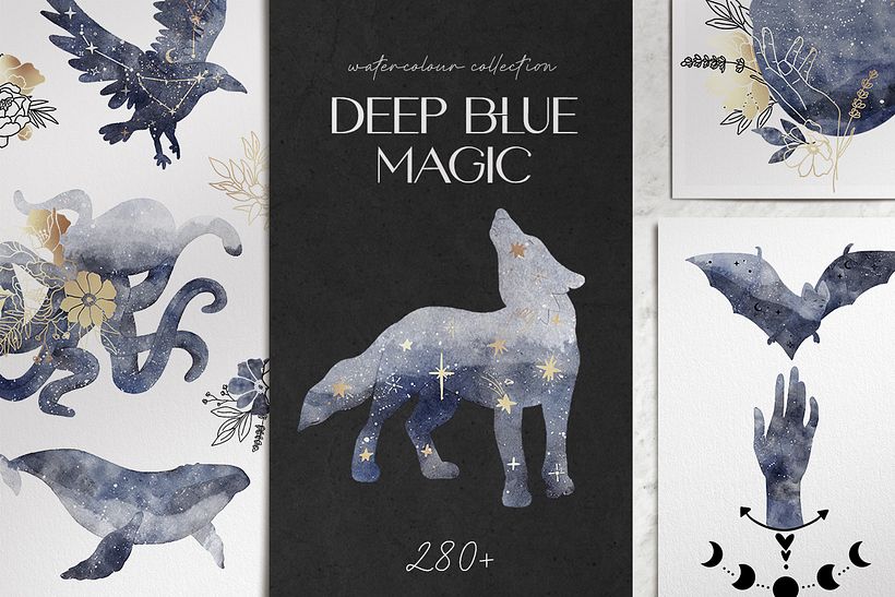 DEEP BLUE MAGIC digital watercolour collection 2