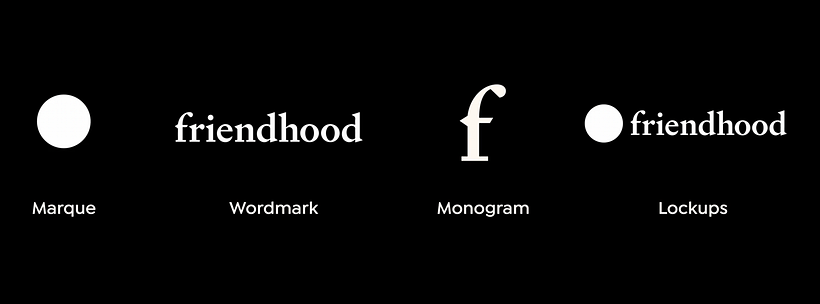 In ihrem Domestika-Kurs demonstrieren die Friendhood Studios die verschiedenen Elemente, aus denen ein Logo bestehen kann.