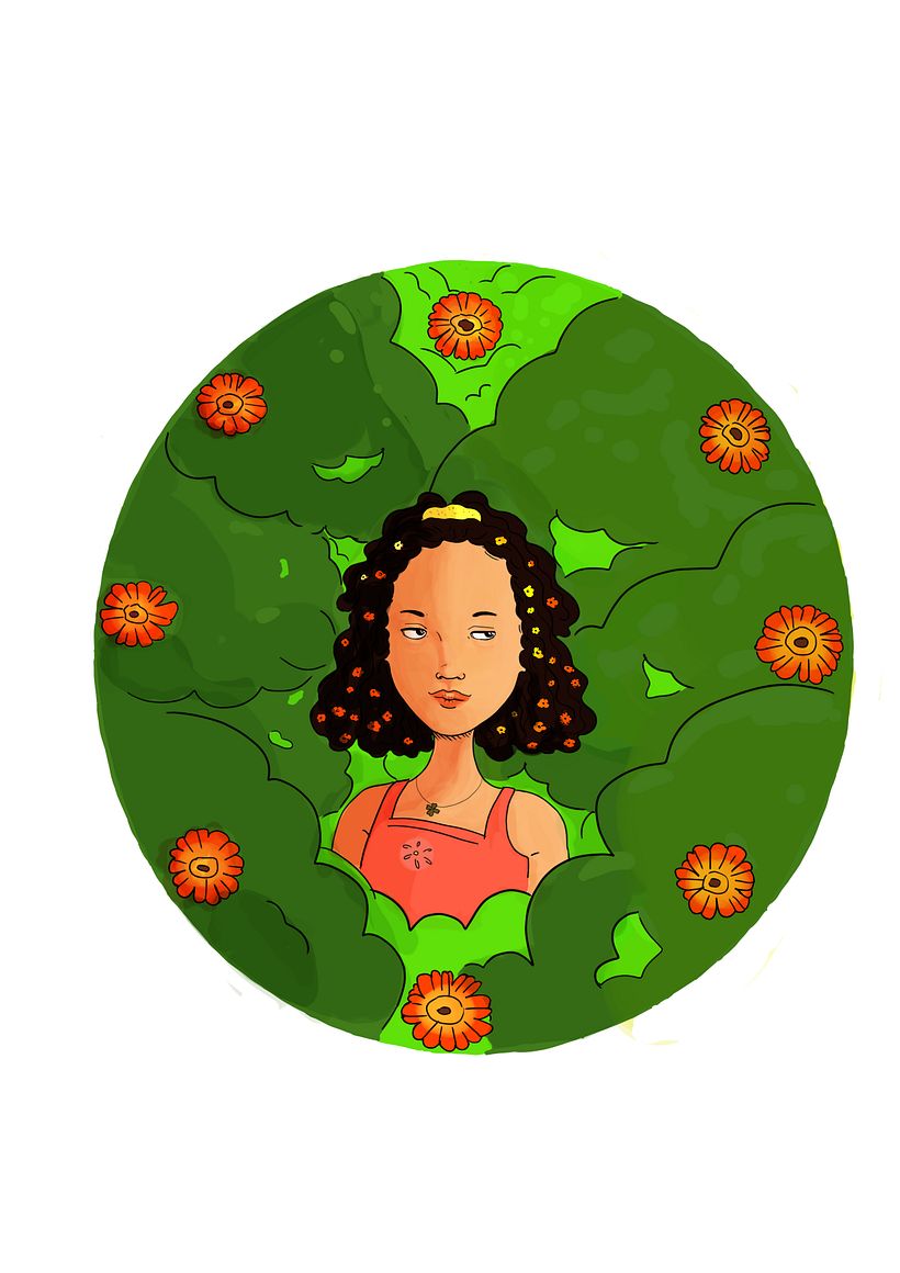 Meu projeto do curso: Retrato ilustrado com elementos botânicos 3