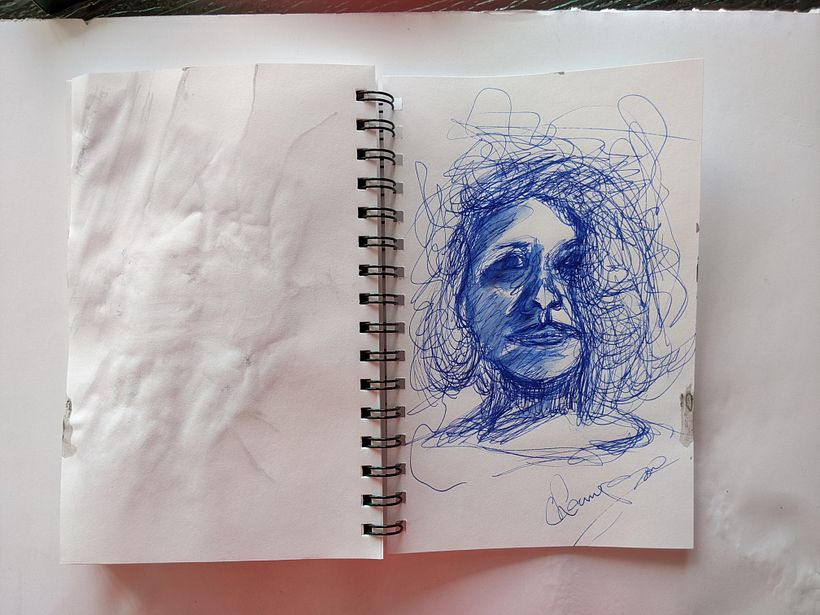 esquisse rapide à l'encre et lavis