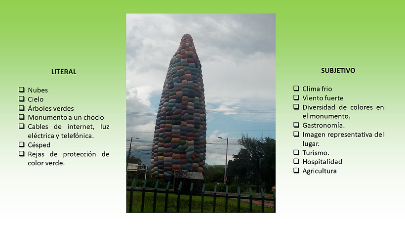 Identificación de lo literal y subjetivo "Monumento al Maíz" (Sangolquí - Ecuador) - UNIDAD 2