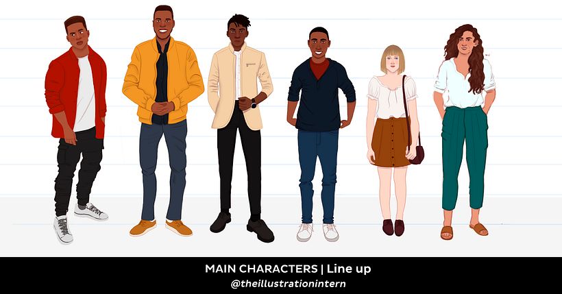 el line up de los personajes principales