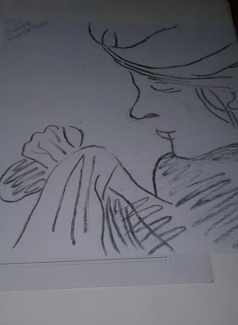 Recreación de un dibujo de Medardo Rosso.La costurera.