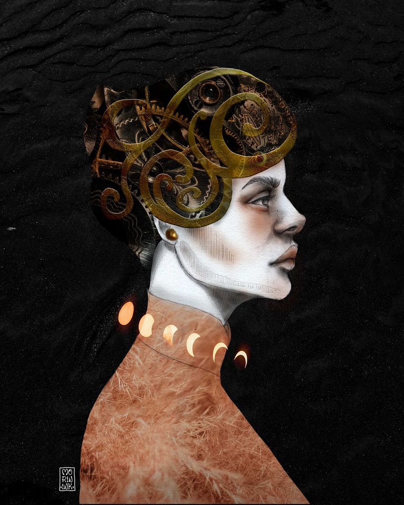I used a combination of graphite (my own illustration) and stock images. 