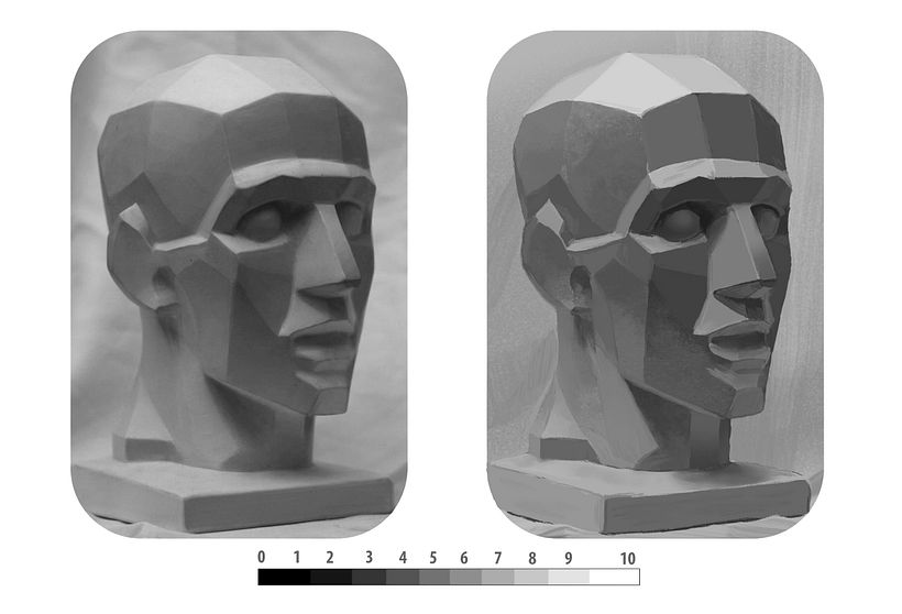 Head Sculpture Painting: Template vs. Painting