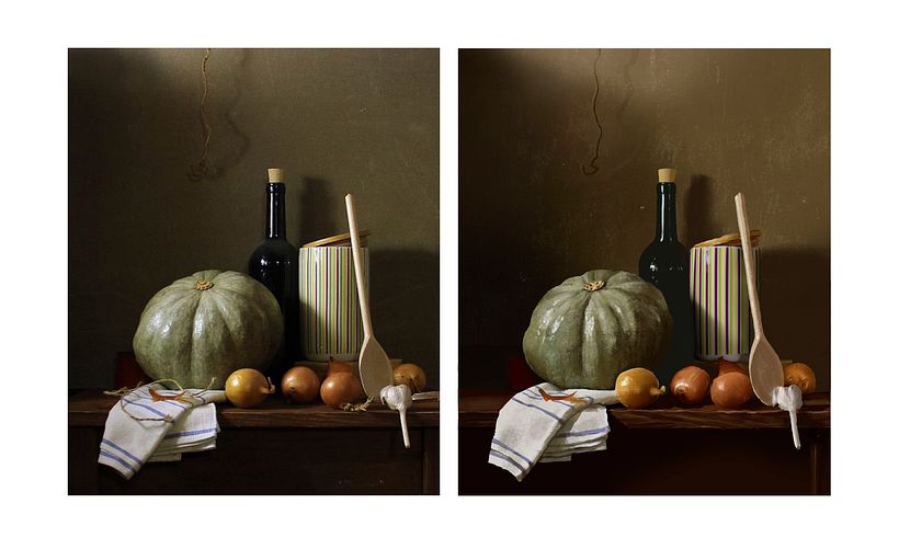 Still Life Painting: Template vs. Painting
