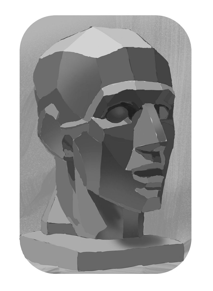 Head Sculpture Painting, Step 1: Midtones, shadows and highlights
