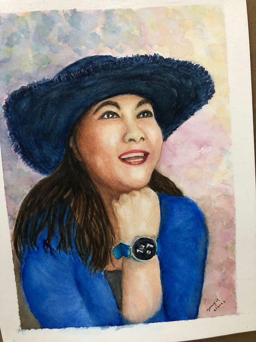 This completed artwork tells worry less, smile more and just learn and grow 