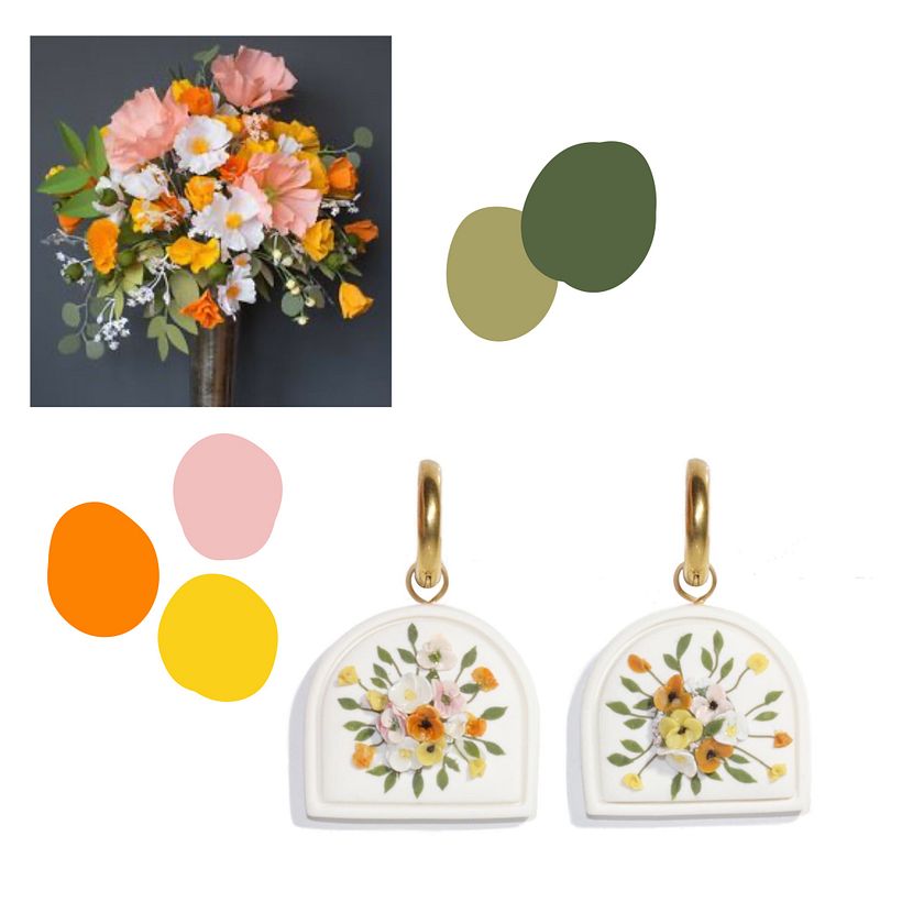 I try to incorporate as many similar shapes/ flower styles as I can to give the same feeling of the original photo.