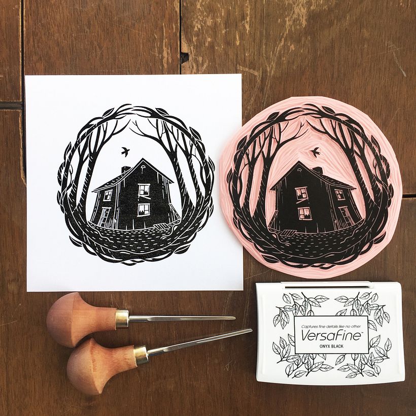 Final print using a black ink pad