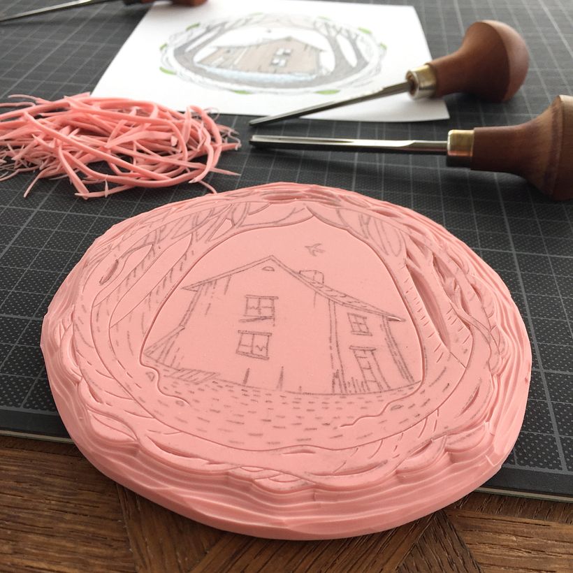 Carving in progress