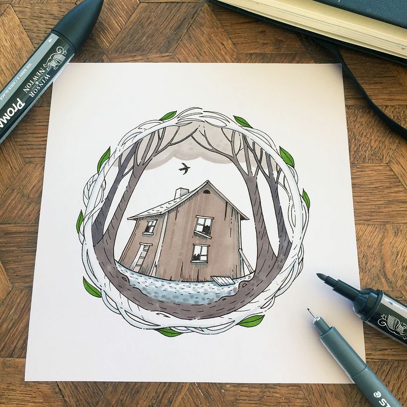 Initial ink sketch