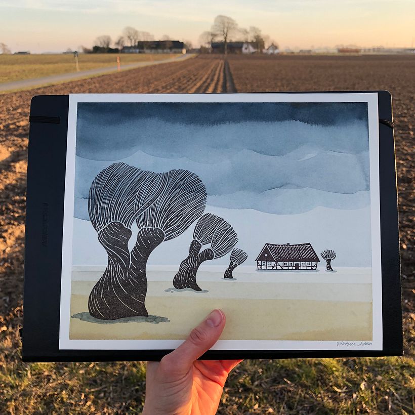 Printing on a watercolour background