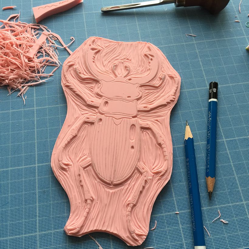 Carving in progress