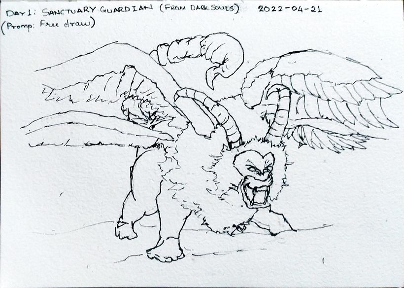 Day 1: Sanctuary Guardian (From Dark Souls); Prompt: Free Draw