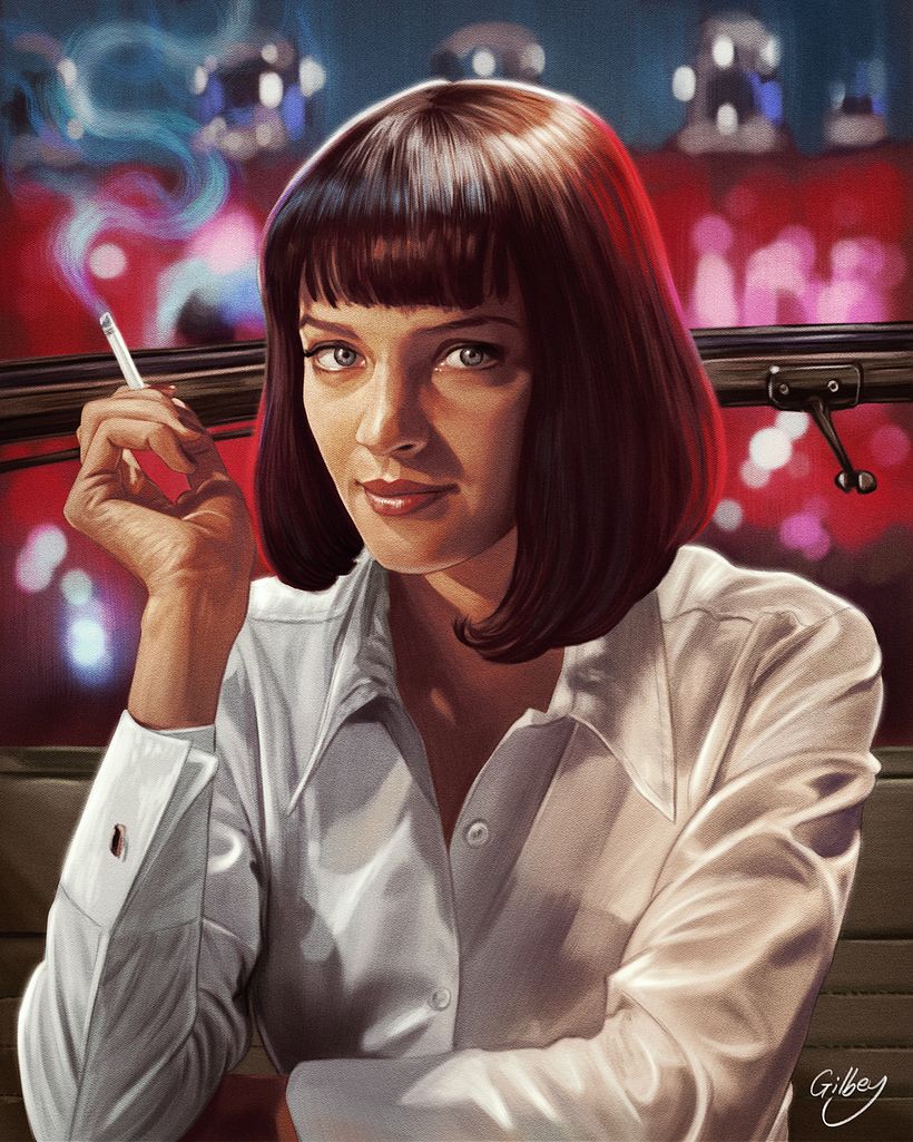 Uma Thurman as Mia Wallace from Pulp Fiction – my final version of the digital painting.