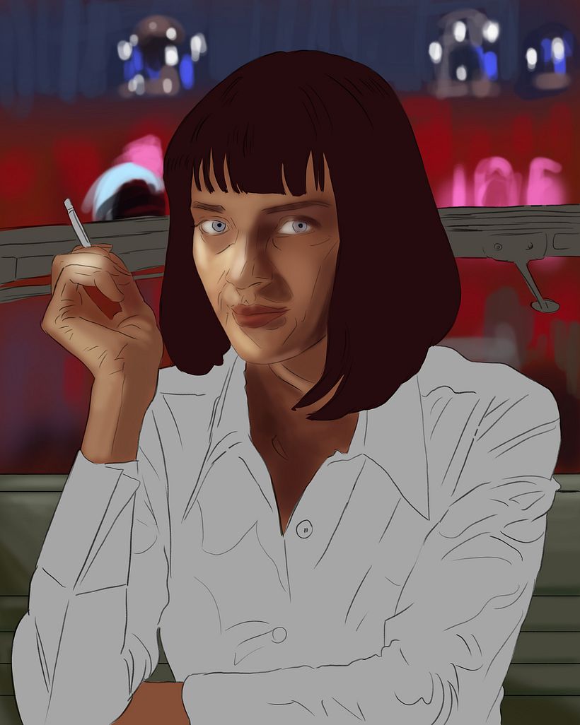 I blocked in the main areas for hair, face etc. on separate layers below the pencils, before loosely shading the face.