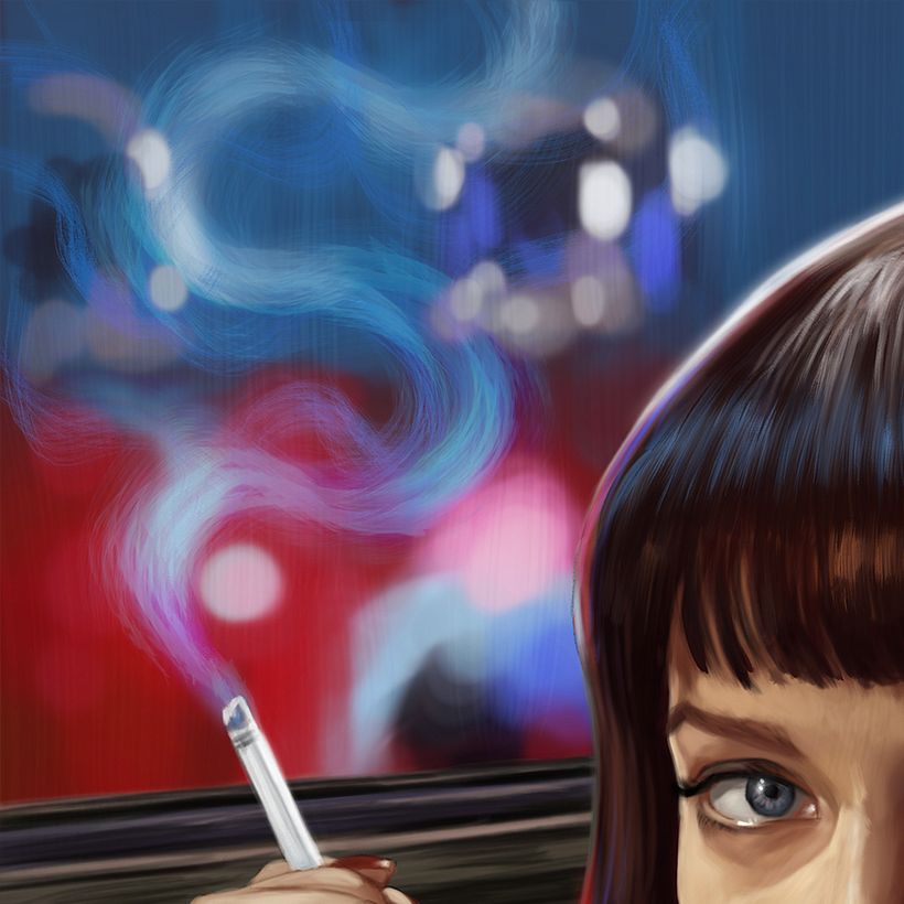 I can then play with different brushes, and layer blending modes until I'm happy with the smoke plume effect.