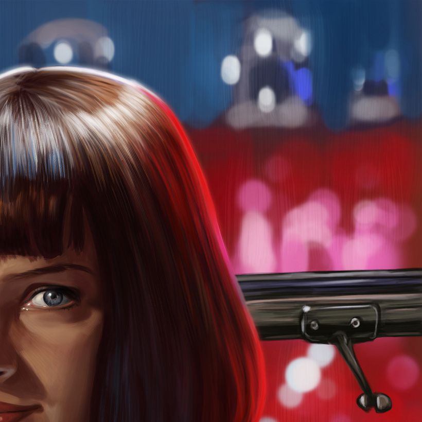 When I'm finally happy with the figure, I add more detail to the background, albeit still keeping it soft and out of focus.