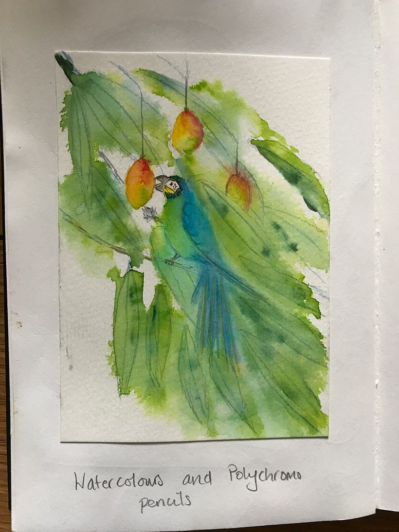 I tried to create a very loose effect by letting the paint run to create leaves