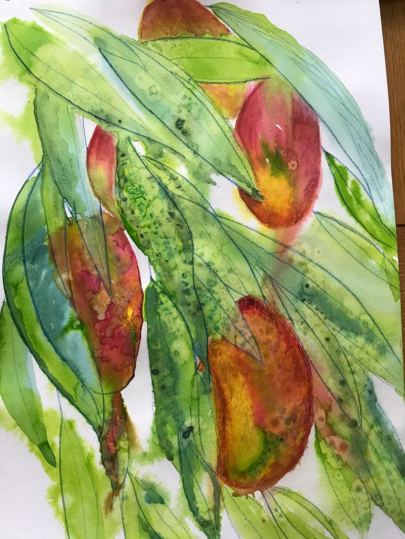 I really liked this! It was done on A3 paper with a very loose wash and the addition of salt, finished with pencil.