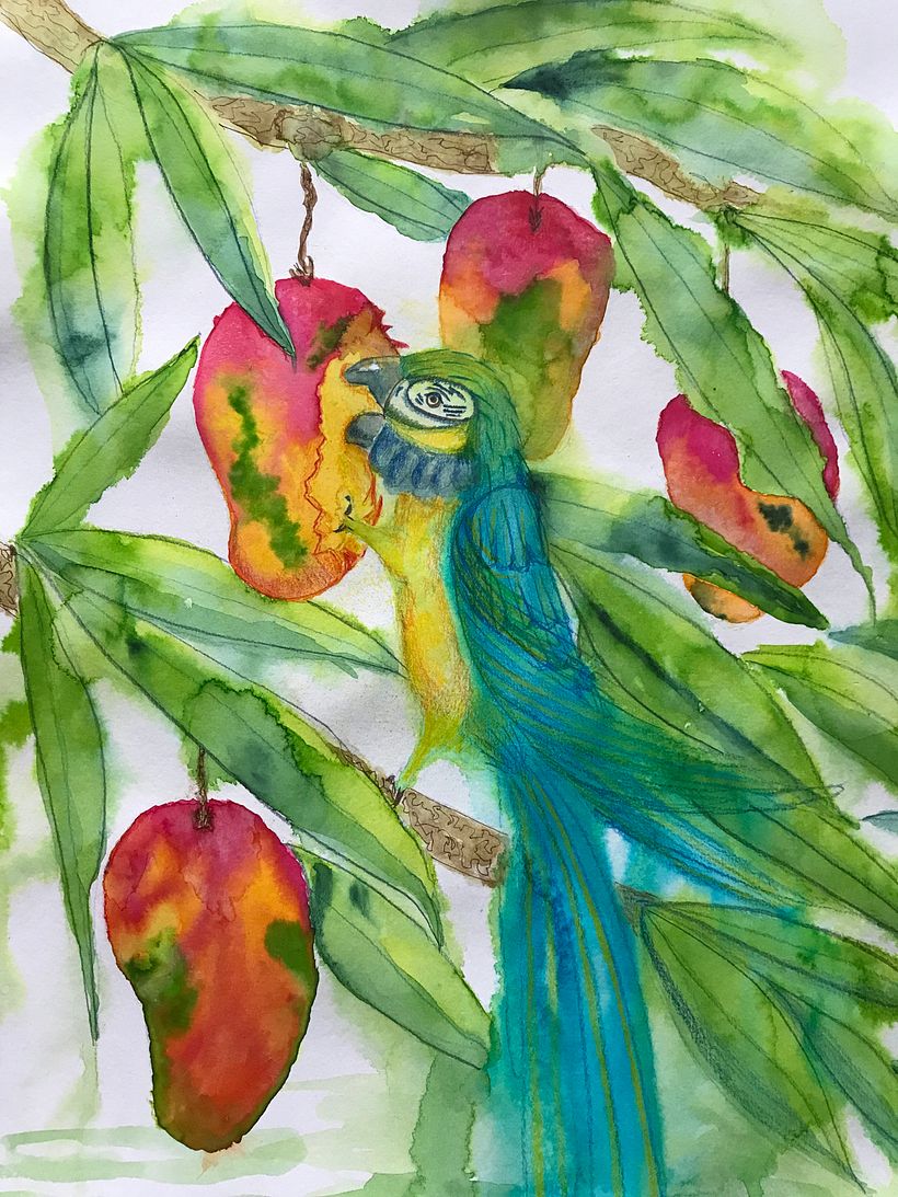 Same as above, loose wash then finished with coloured pencil. Didn't use ant salt this time but wished that I had for texture