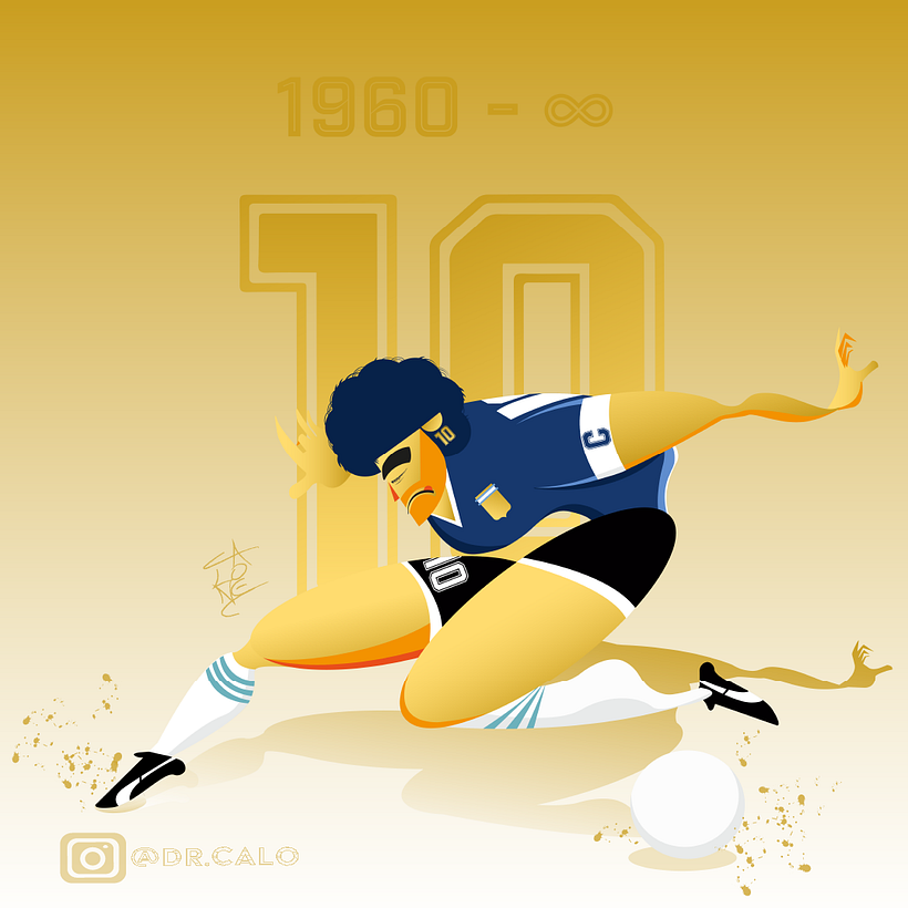Mi Proyecto del curso: Ilustración digital con formas geométricas para principiantes - Homenaje a Diego Armando Maradona 1