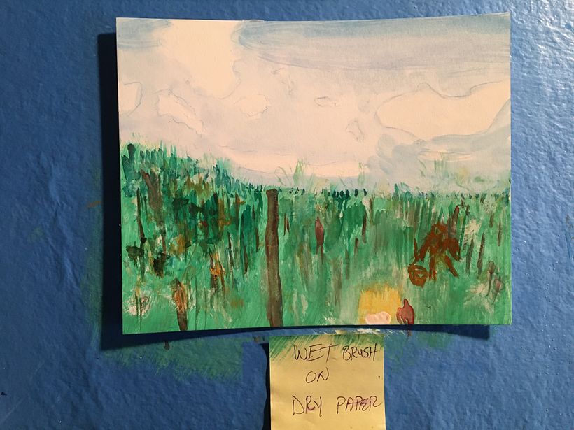 Wet brush on Dry paper