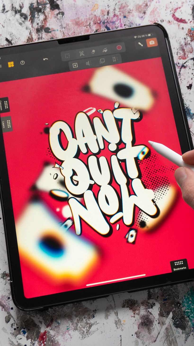 "Can't quit now" — Digital Lettering 1