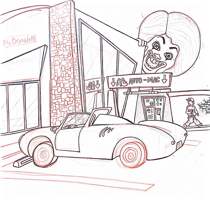 The sketch made by hand